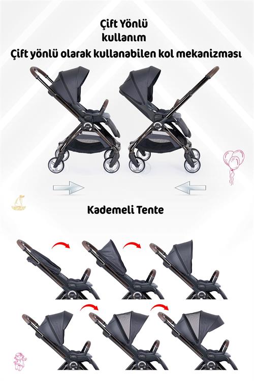 Prego Noax Travel Bebek Arabası Füme 2083