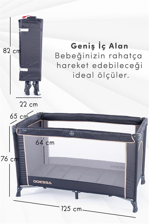 Prego Odessa Otel Apart Tipi Park Yatak Beşik Oyun Parkı Füme + Yatak Hediyeli