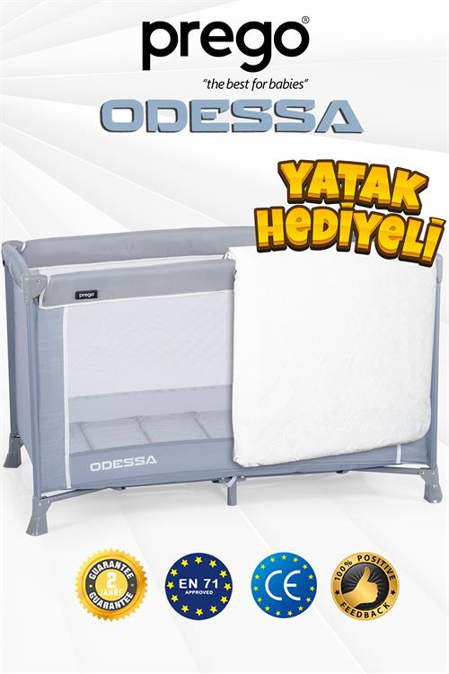 Prego Odessa Otel Apart Tipi Park Yatak Beşik Oyun Parkı Gri + Yatak Hediyeli