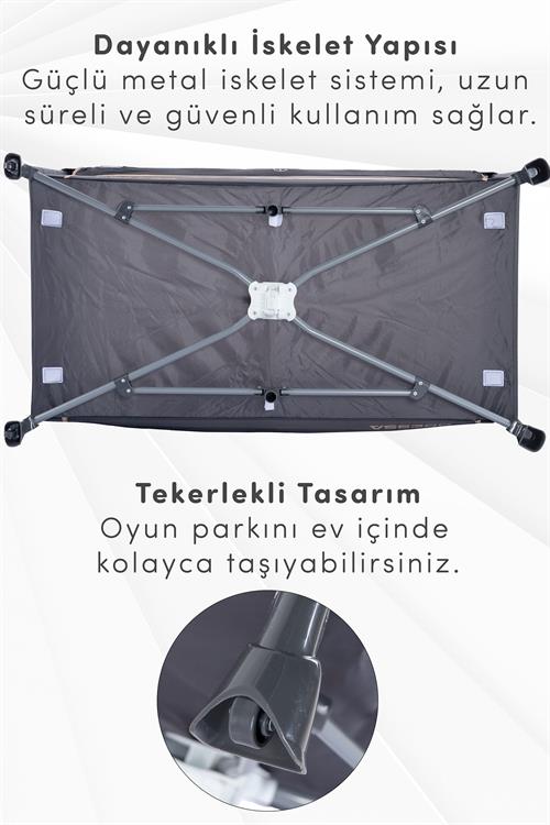 Prego Odessa Otel Apart Tipi Park Yatak Beşik Oyun Parkı Füme + Yatak Hediyeli