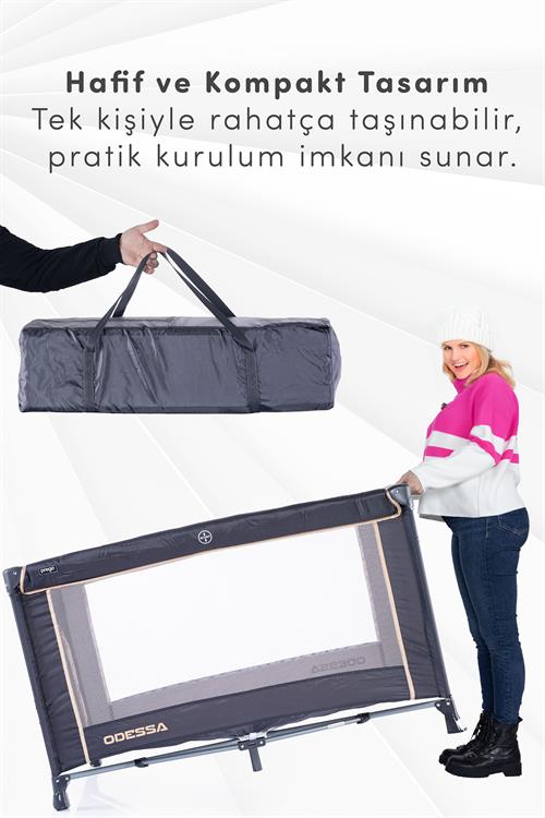 Prego Odessa Otel Apart Tipi Park Yatak Beşik Oyun Parkı Füme + Yatak Hediyeli