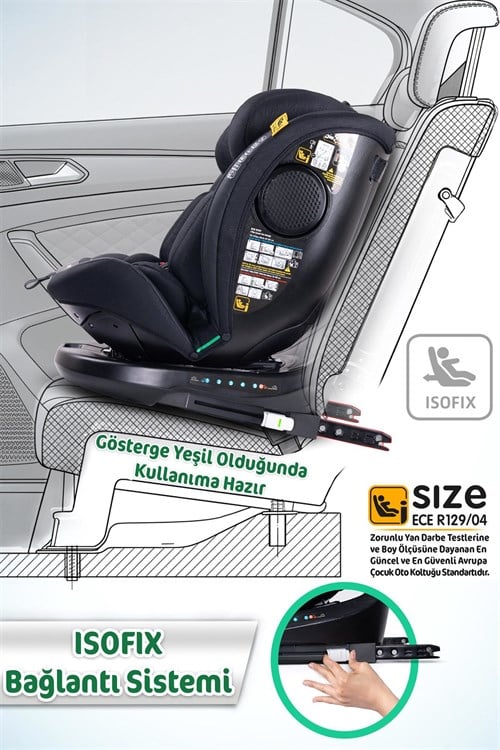 Prego Odinfix Alarmlı I-Size Oto Koltuğu Siyah 4100