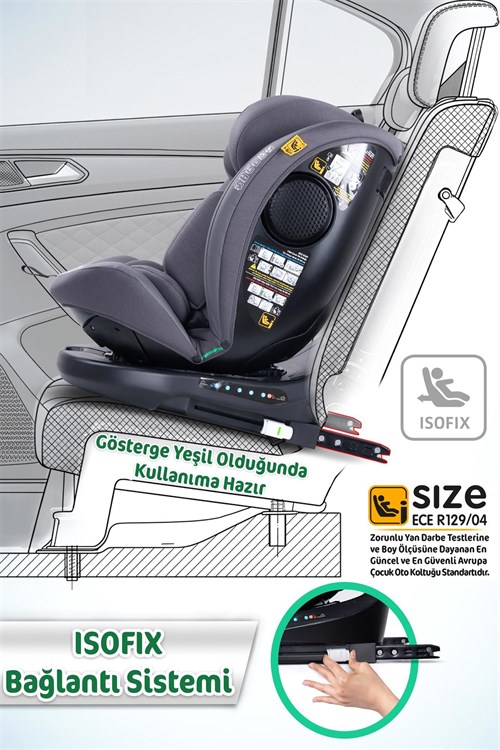 Prego Odinfix Alarmlı I-Size Oto Koltuğu Gri 4100