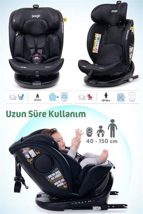 Prego Odinfix Alarmlı I-Size Oto Koltuğu Siyah 4100