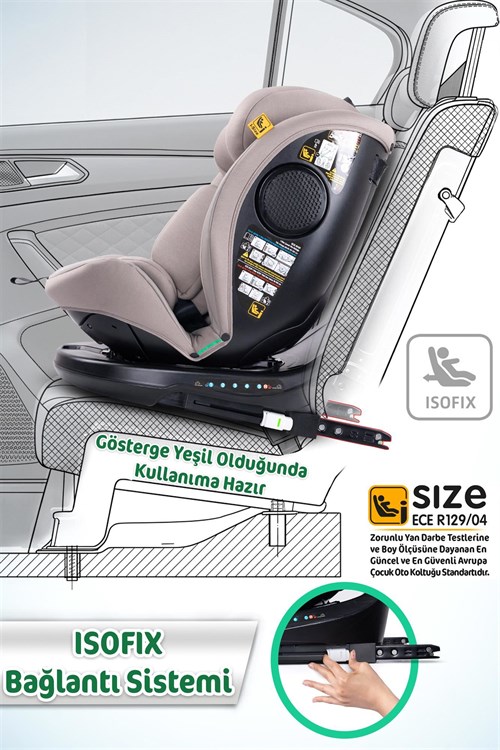 Prego Odinfix Alarmlı I-Size Oto Koltuğu Bej 4100