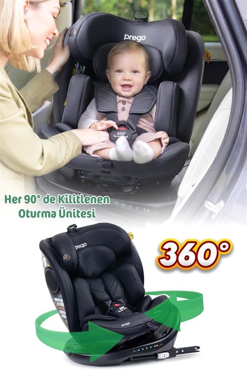 Prego Odinfix Alarmlı I-Size Oto Koltuğu Siyah 4100