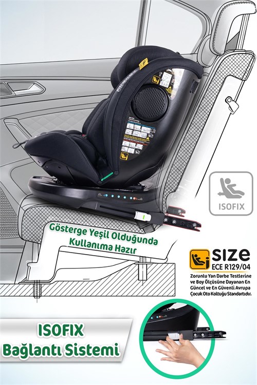 Prego Odinfix Alarmlı I-Size Oto Koltuğu Siyah 4100