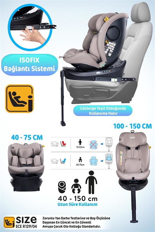 Prego Omegafix  I-Size Oto Koltuğu Ayak Destekli Bej 4101