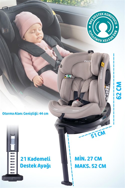 Prego Omegafix  I-Size Oto Koltuğu Ayak Destekli Bej 4101