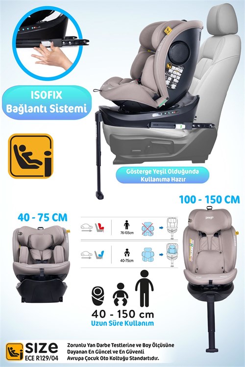 Prego Omegafix  I-Size Oto Koltuğu Ayak Destekli Bej 4101