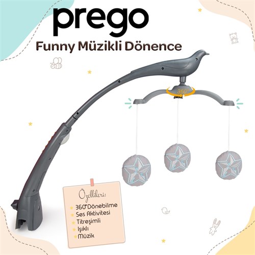 Prego Premium Anne Yanı Dönenceli Oyun Parkı 70*120 Cm Gri + Yatak Hediyeli