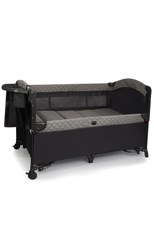 Prego Premium Anne Yanı Dönenceli Oyun Parkı 70*120 Cm Gri + Yatak Hediyeli