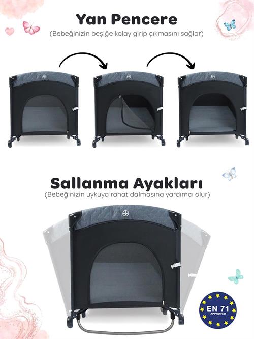 Prego Premium Anne Yanı Oyun Parkı 70*120 Cm Bej 8049