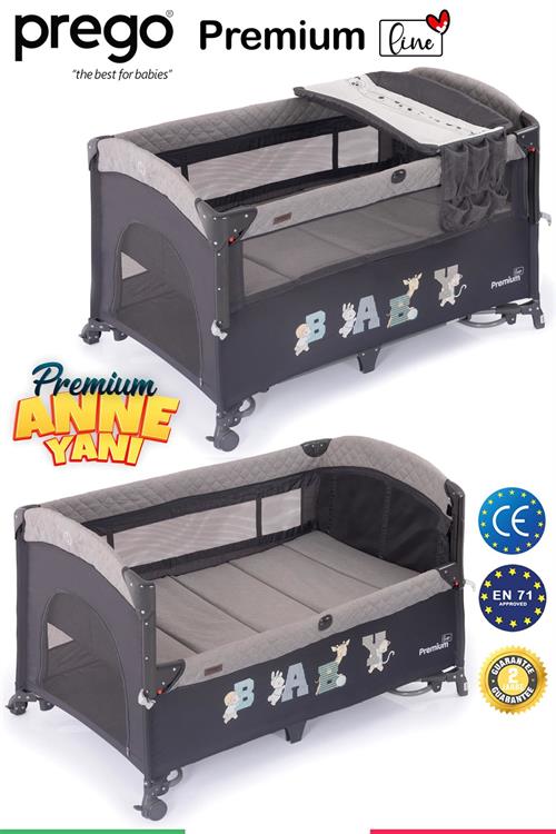 Prego Premium Line Alt Açma Üniteli GRİ Anne Yanı Oyun Parkı 70*120 Gri 8049