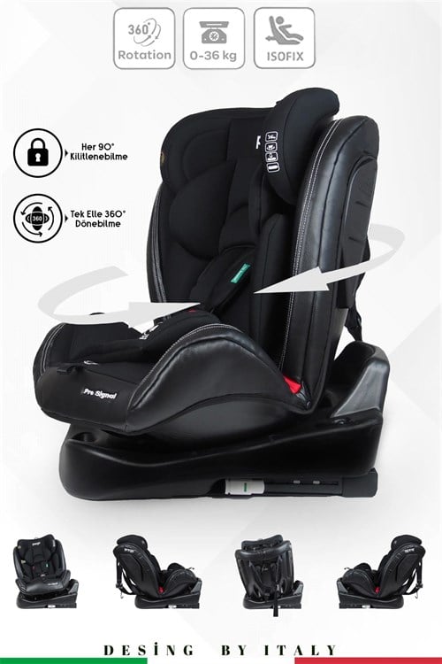 Prego Profix Pro Signal 360 Derece Dönebilen 0-36 Kg Isofixli Oto Koltuğu Siyah 4093
