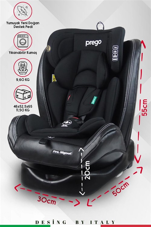 Prego Profix Pro Signal 360 Derece Dönebilen 0-36 Kg Isofixli Oto Koltuğu Siyah 4093
