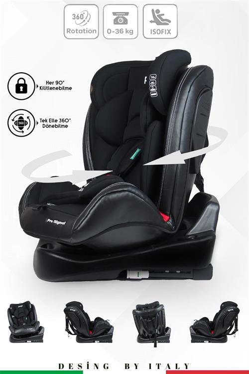 Prego Profix Pro Signal 360 Derece Dönebilen 0-36 Kg Isofixli Oto Koltuğu Siyah 4093