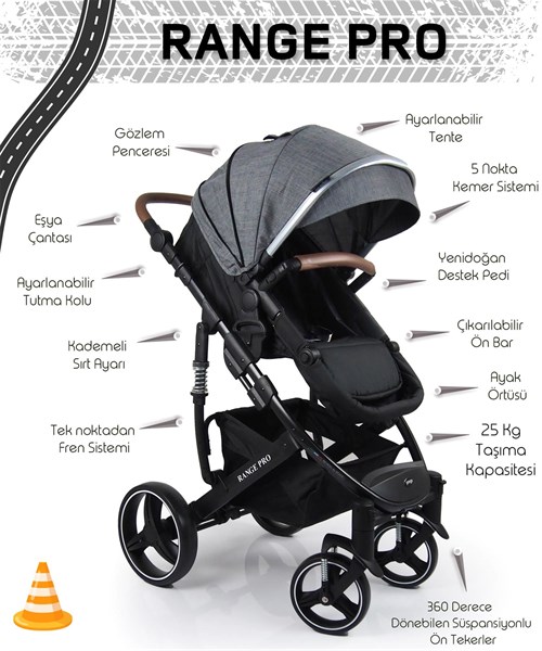 Prego Range Pro Travel Sistem Bebek Arabası 2096 Siyah