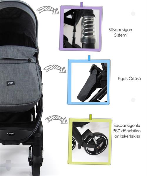 Prego Range Pro Travel Sistem Bebek Arabası 2096 Gri