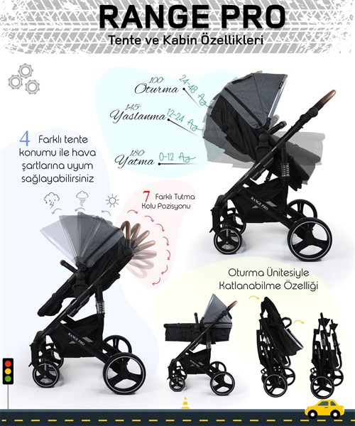 Prego Range Pro Travel Sistem Bebek Arabası 2096 Gri