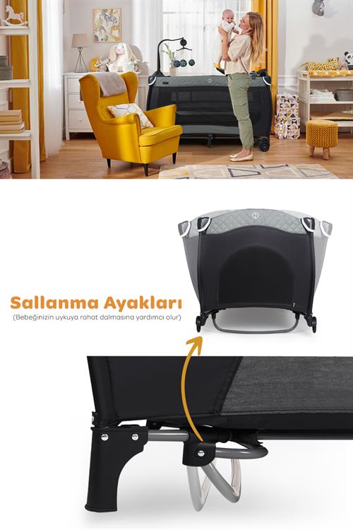 Prego San Diego Plus Oyun Parkı 70*120 Cm Gri + Yatak Hediyeli