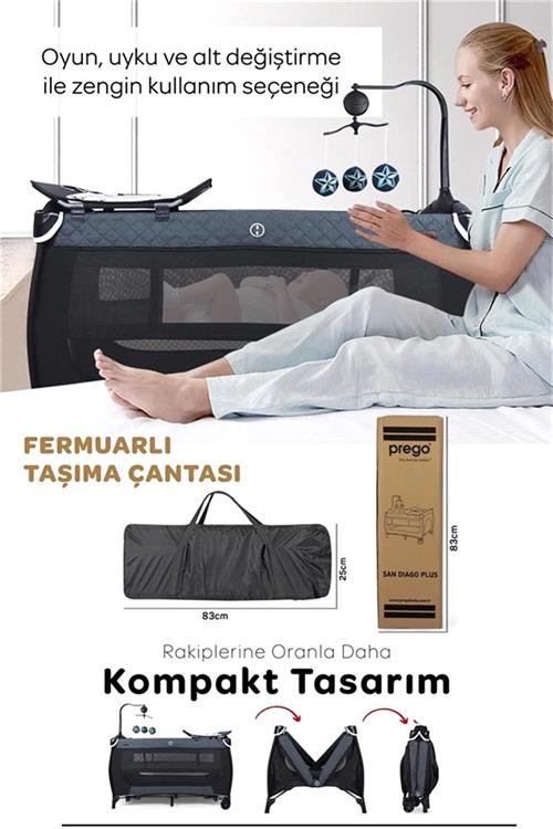 Prego San Diego Plus Oyun Parkı 70*120 Cm 8029 Gri