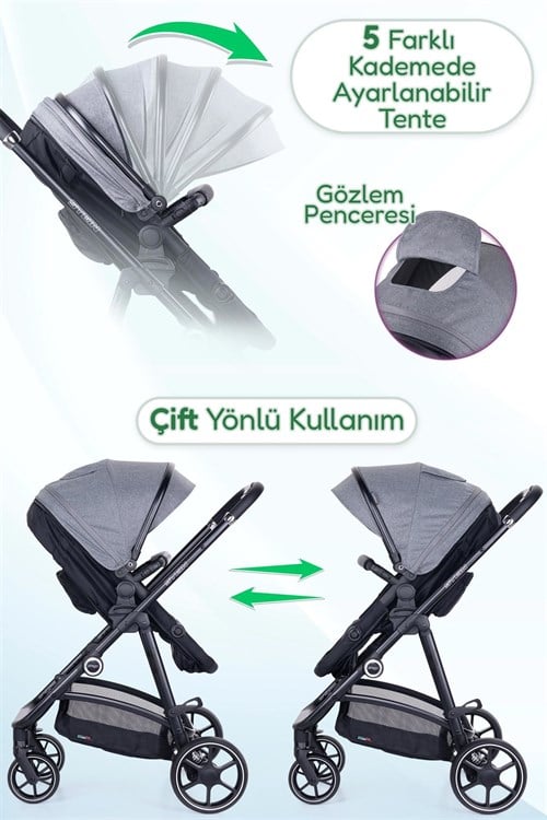 Prego Stein Portbebeli Travel Bebek Arabası Gri 2097