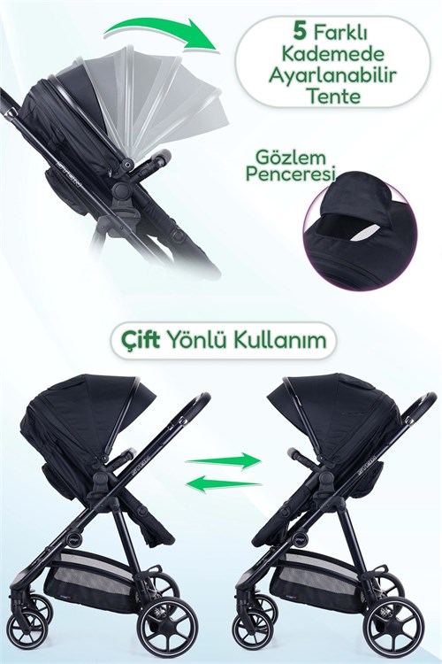 Prego Stein Portbebeli Travel Bebek Arabası Siyah 2097