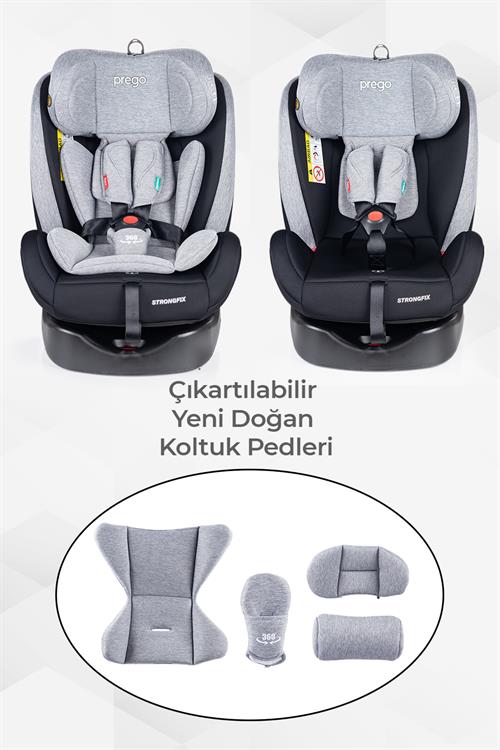 Prego Strongfix 360 Derece Dönebilen 0-36 Kg İsofixli Oto Koltuğu Gri 4088