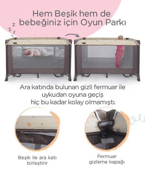 Prego Tokyo Dönenceli Oyun Parkı 70*110 Cm Bej 8047