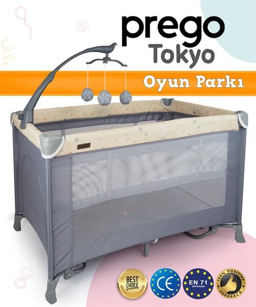 Prego Tokyo Dönenceli Oyun Parkı 70*110 Cm Gri 8047