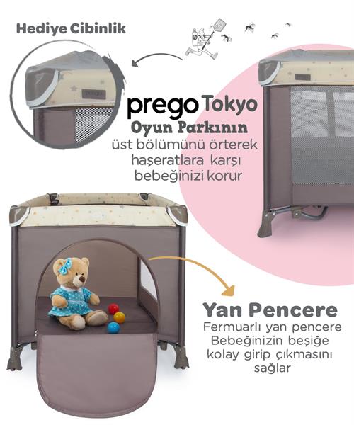 Prego Tokyo Dönenceli Oyun Parkı 70*110 Cm Bej 8047