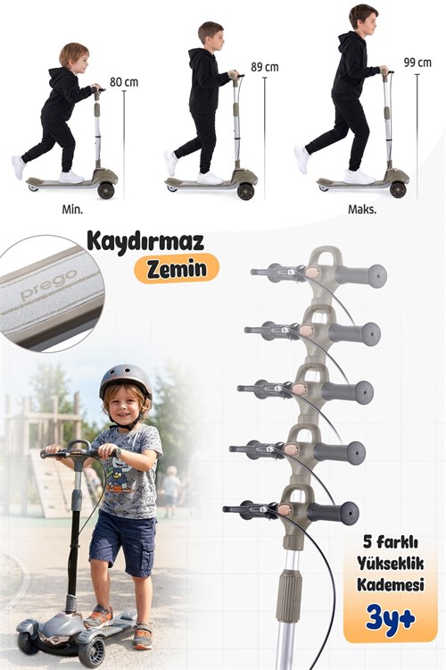 Prego Veyron Bluetoothlu Müzikli Işıklı Çocuk Scooter Yeşil K-660