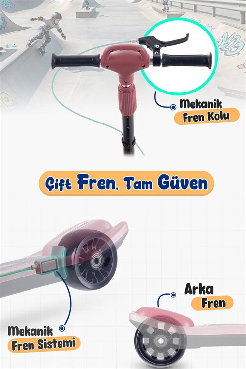 Prego Veyron Bluetoothlu Müzikli Işıklı Çocuk Scooter Kırmızı  K-660