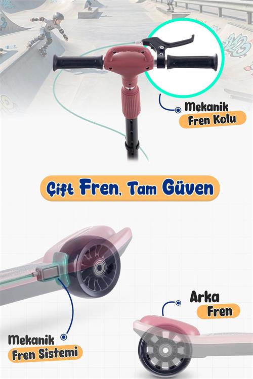 Prego Veyron Bluetoothlu Müzikli Işıklı Çocuk Scooter Kırmızı  K-660