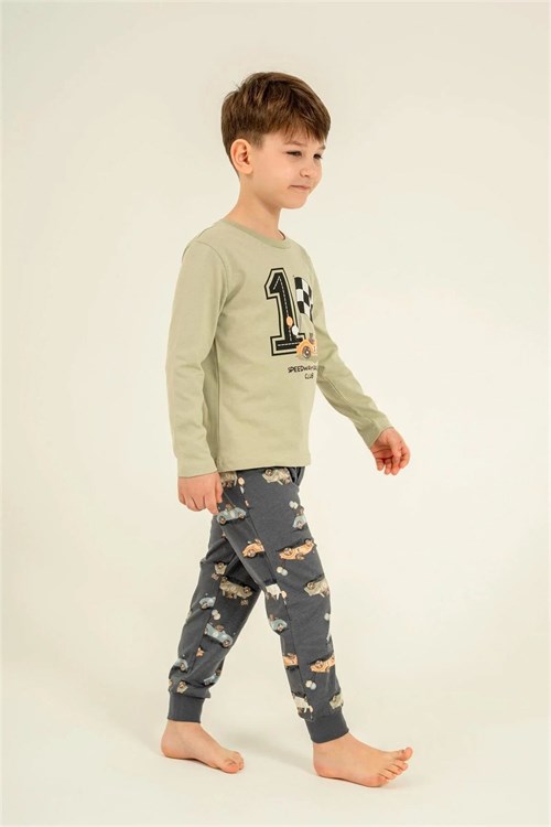 RolyPoly Erkek Çocuk Baskılı Pijama Takımı Yeşil RP3875-3