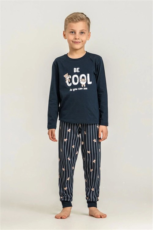 RolyPoly Erkek Çocuk Baskılı Pijama Takımı Lacivert RP3870-3