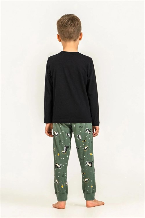 RolyPoly Erkek Çocuk Baskılı Pijama Takımı Siyah RP3862-3
