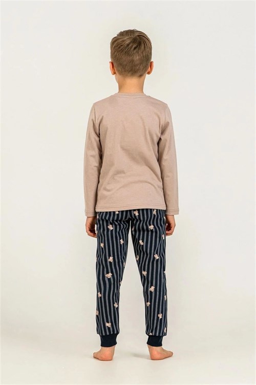 RolyPoly Erkek Çocuk Baskılı Pijama Takımı Bej RP3870-3