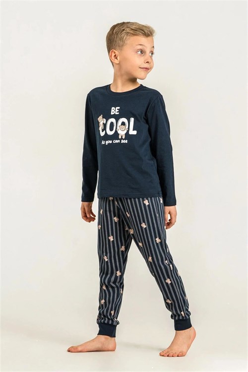 RolyPoly Erkek Çocuk Baskılı Pijama Takımı Lacivert RP3870-3