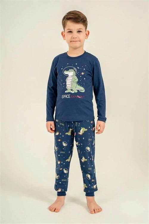 RolyPoly Erkek Çocuk Baskılı Pijama Takımı Lacivert RP3862-3