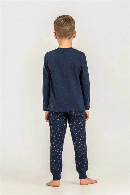 RolyPoly Erkek Çocuk Baskılı Pijama Takımı Lacivert  RP3935-3
