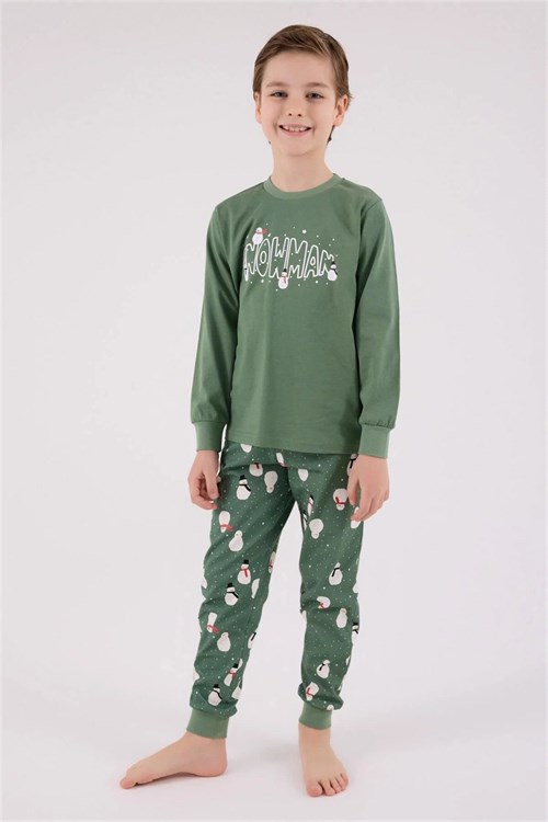 RolyPoly Erkek Çocuk Baskılı Pijama Takımı Yeşil RP3680-2