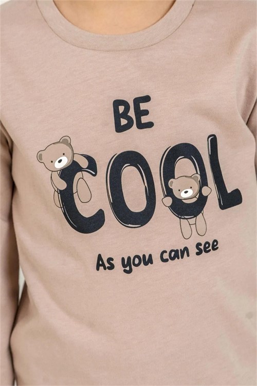 RolyPoly Erkek Çocuk Baskılı Pijama Takımı Bej RP3870-3