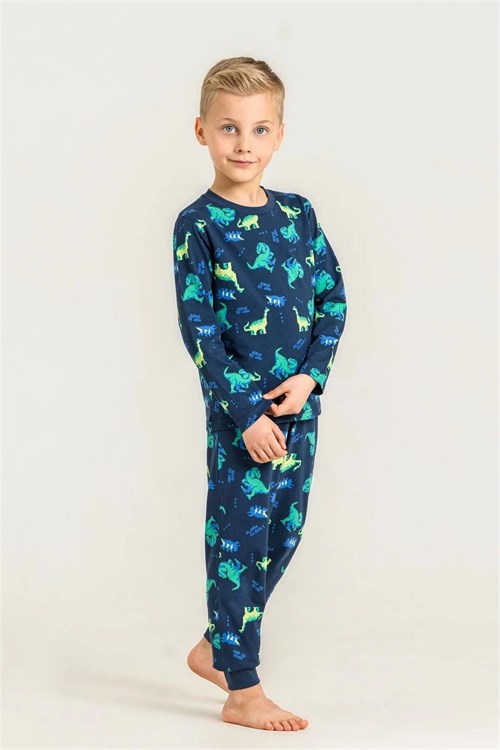 RolyPoly Erkek Çocuk Baskılı Pijama Takımı Lacivert RP3887-3