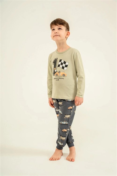 RolyPoly Erkek Çocuk Baskılı Pijama Takımı Yeşil RP3875-3