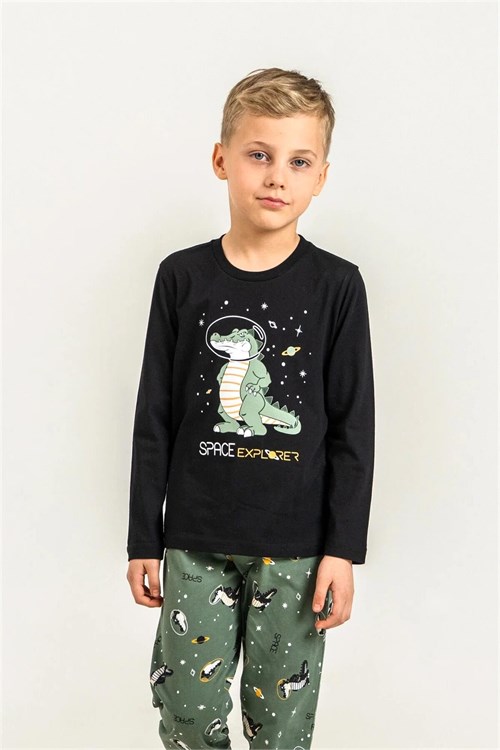 RolyPoly Erkek Çocuk Baskılı Pijama Takımı Siyah RP3862-3