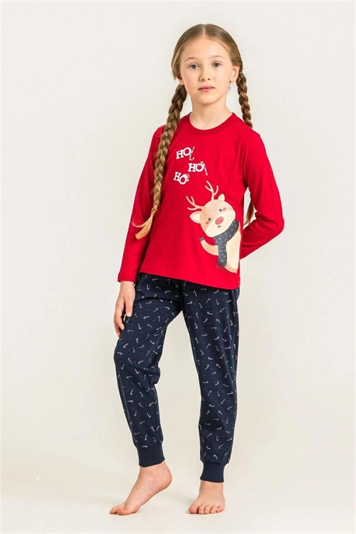 RolyPoly Kız Çocuk Baskılı Pijama Takımı Kırmızı RP3934-3