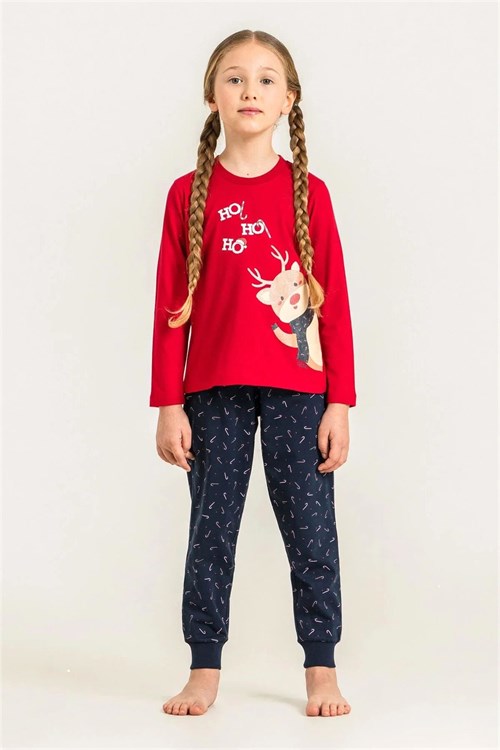 RolyPoly Kız Çocuk Baskılı Pijama Takımı Kırmızı RP3934-3