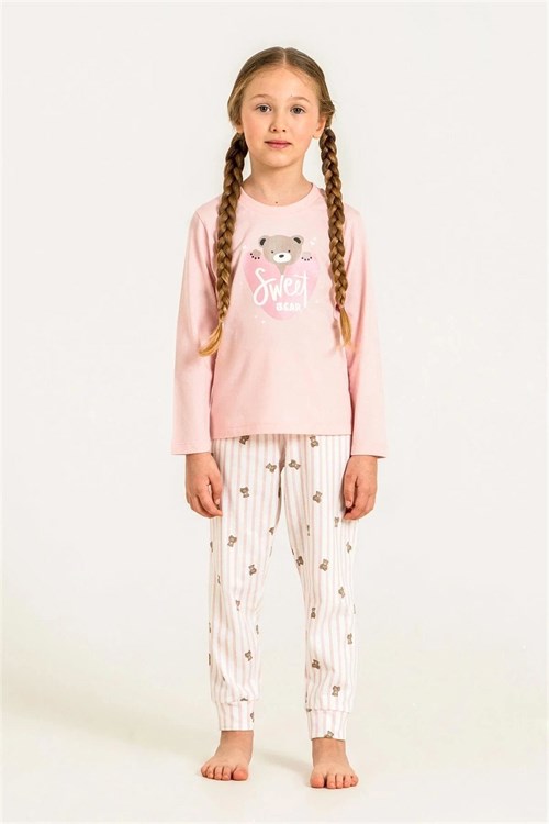 RolyPoly Kız Çocuk Baskılı Pijama Takımı Pembe RP3911-3